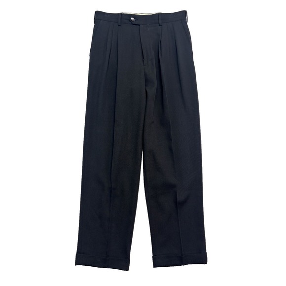 Roundtree Yorke 30x30 Black Dress Suit Pants Wool Blend Pleated High Waisted
